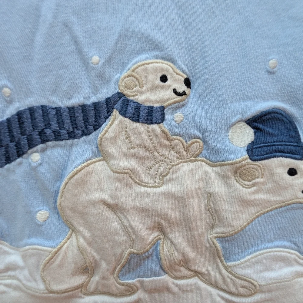 Gymboree Kids Blue & White Polar Bear Layered-Look Long Sleeve Top Cotton Size 7